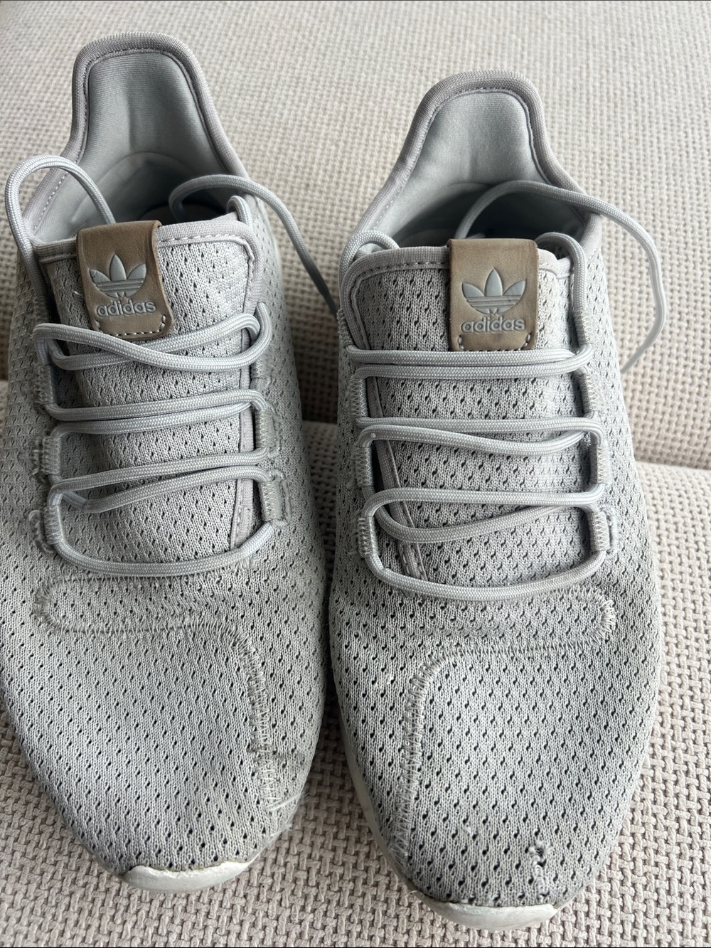 adidas Light Gray tubular shadow Mesh Casual Sneakers SZ 8 clean washed